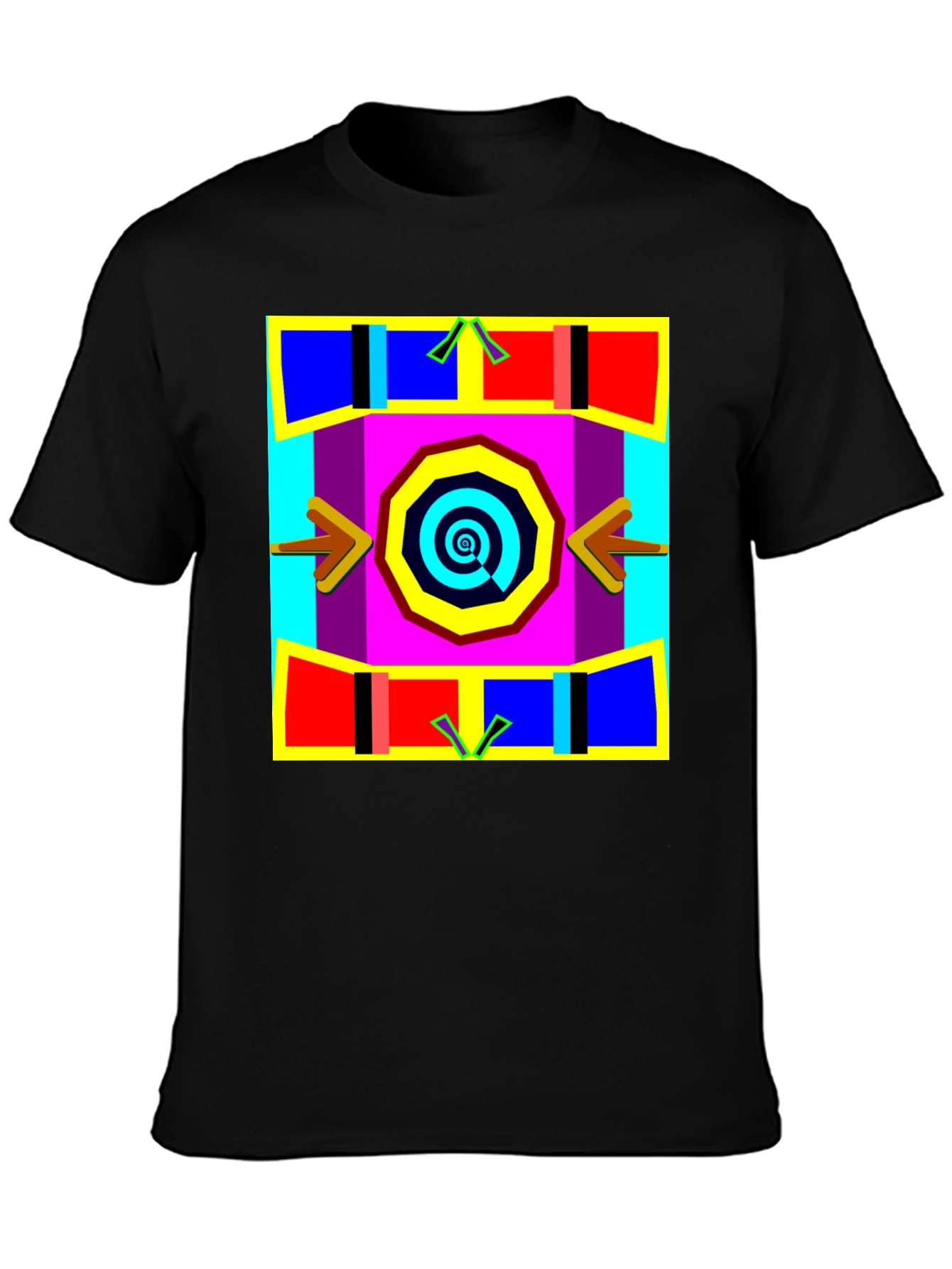 Abstract Geometric Graphic Print Black T-Shirt