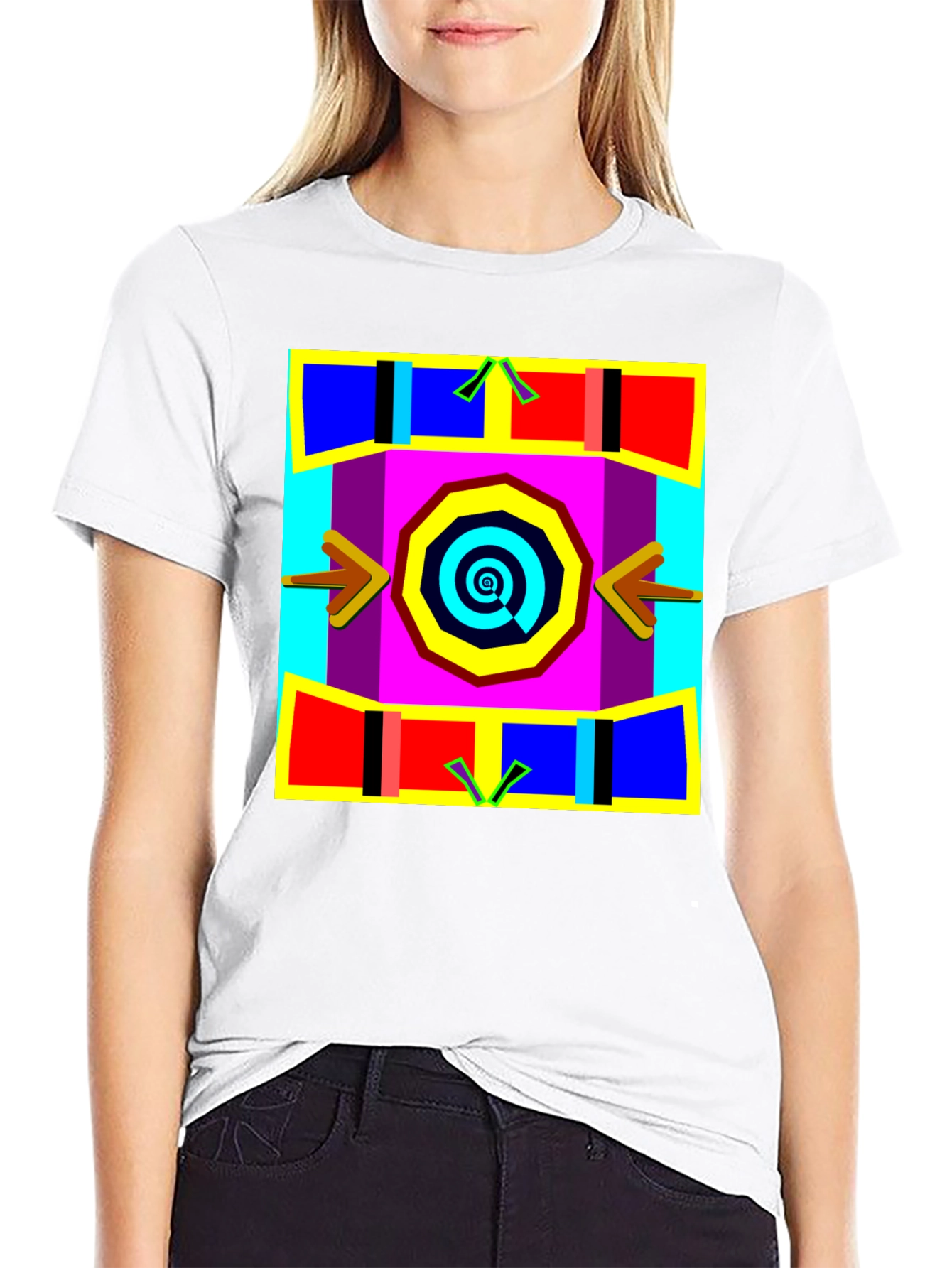 Abstract Geometric Graphic Print Black T-Shirt