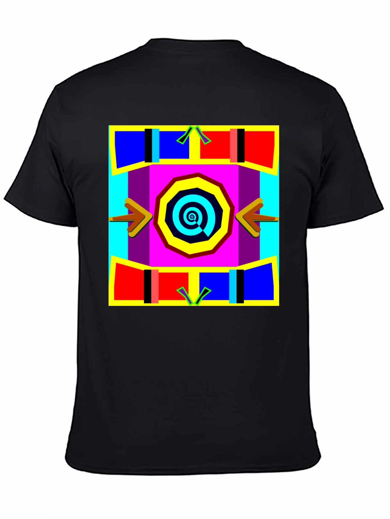 Abstract Geometric Graphic Print Black T-Shirt