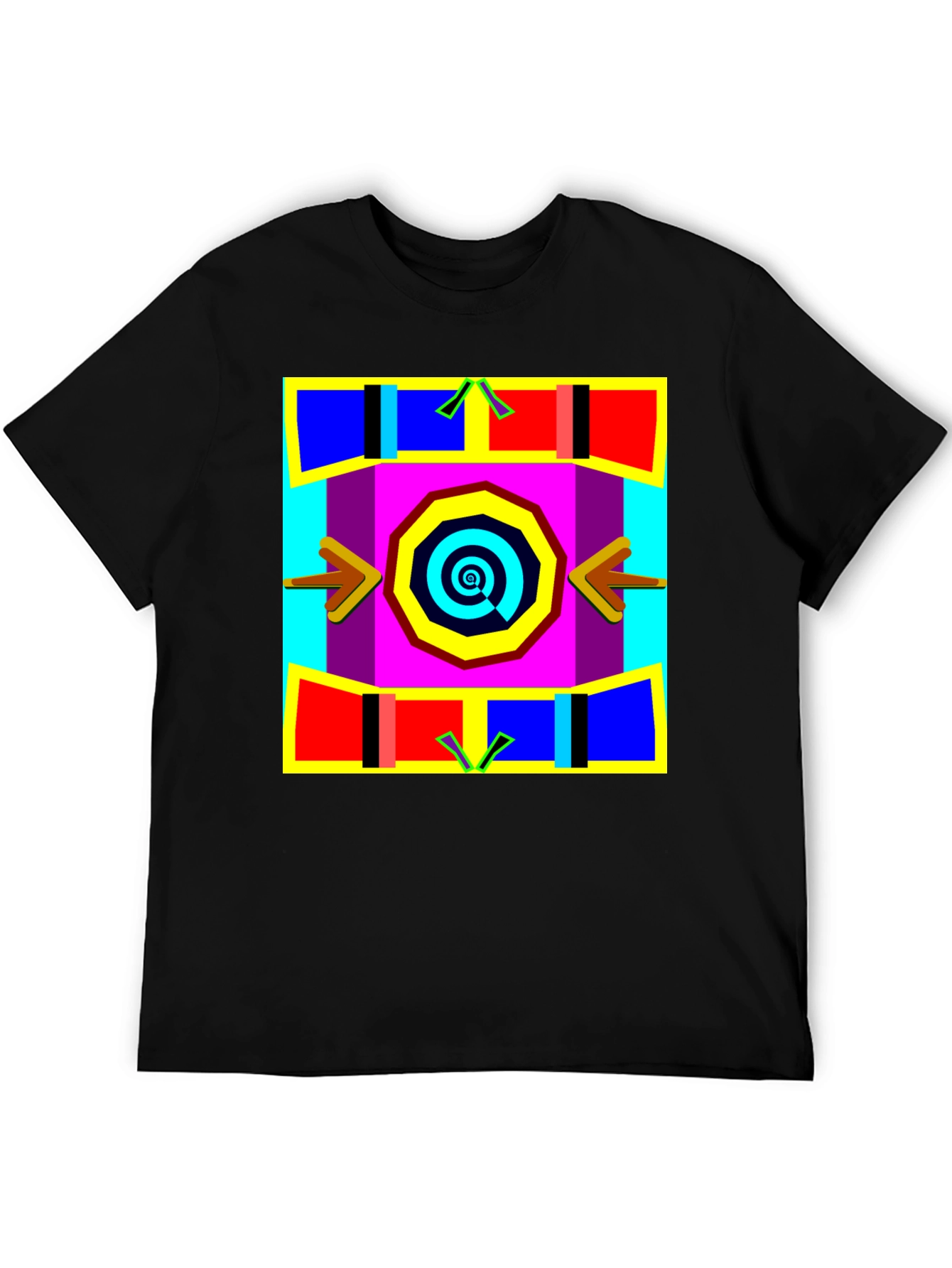 Abstract Geometric Graphic Print Black T-Shirt