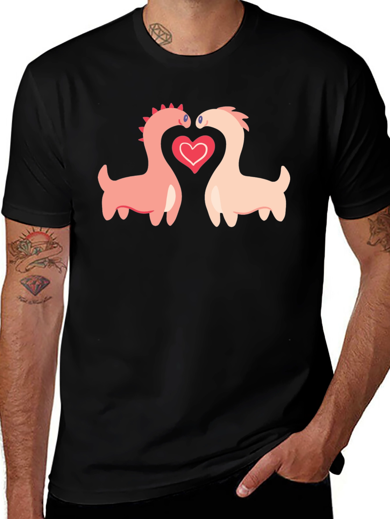 Dino Love Black T-Shirt