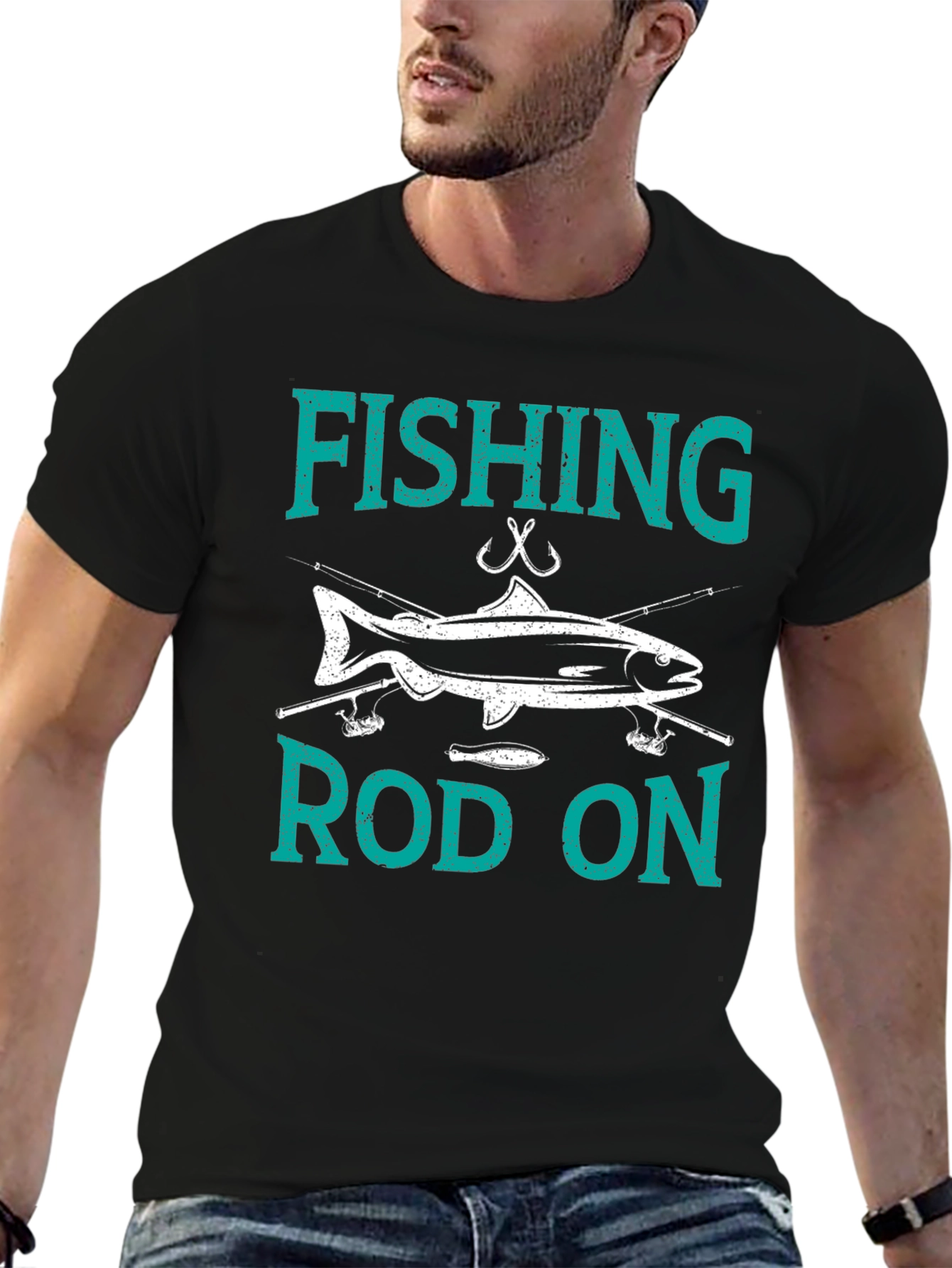 Fishing Rod On Graphic T-Shirt