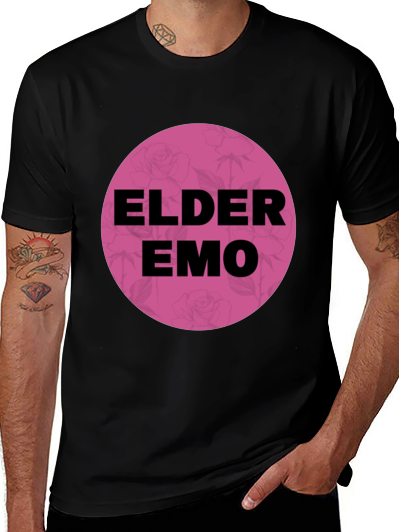 Elder Emo T-Shirt - Black Cotton Blend Graphic Tee