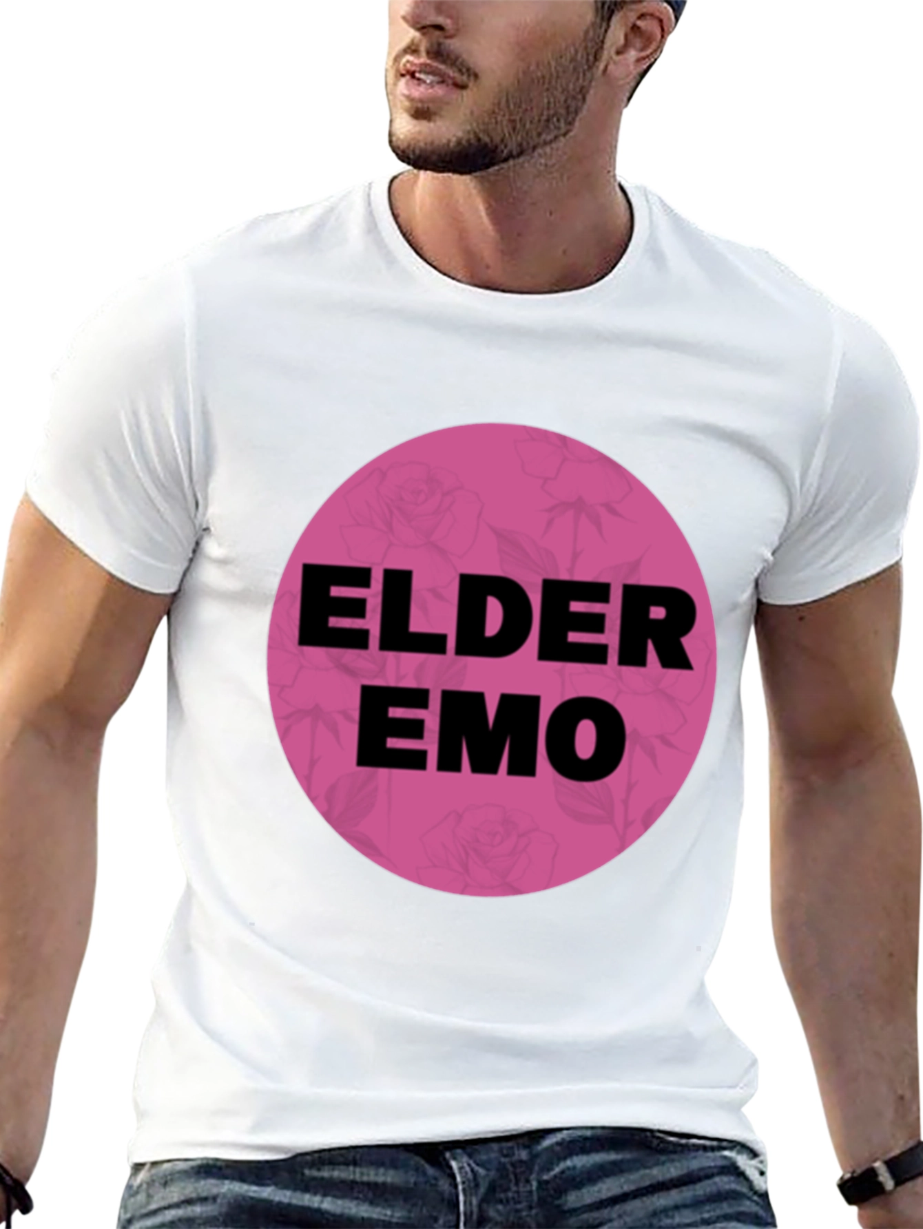 Elder Emo T-Shirt - Black Cotton Blend Graphic Tee