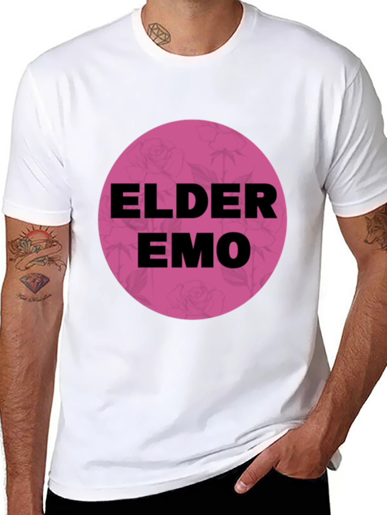 Elder Emo T-Shirt - Black Cotton Blend Graphic Tee