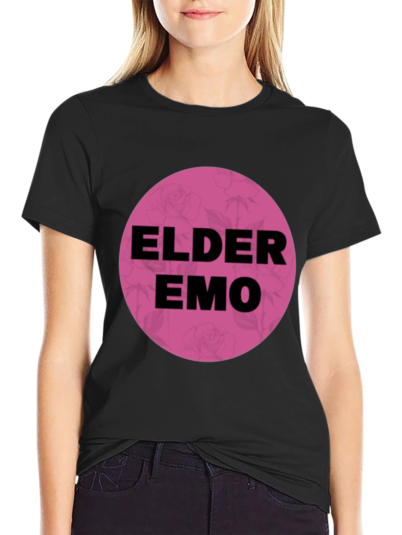 Elder Emo T-Shirt - Black Cotton Blend Graphic Tee
