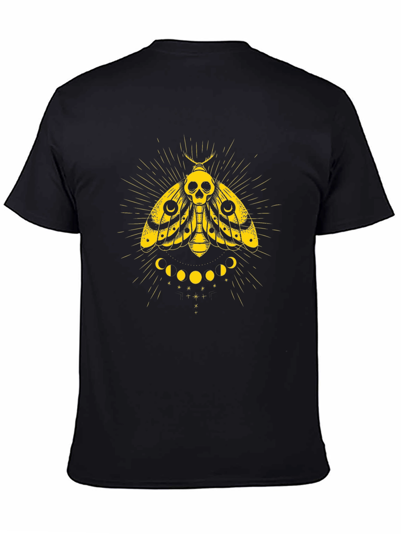 Moth Skull Graphic Tee - Black Cotton T-Shirt