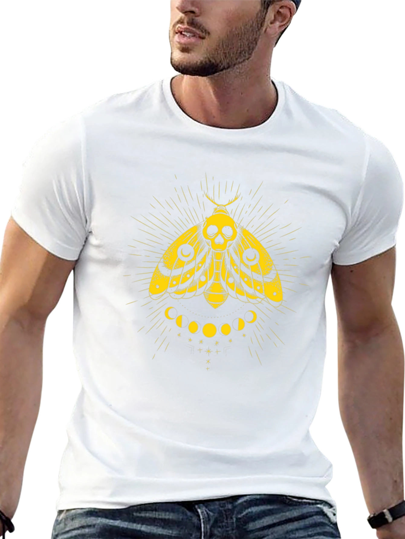 Moth Skull Graphic Tee - Black Cotton T-Shirt