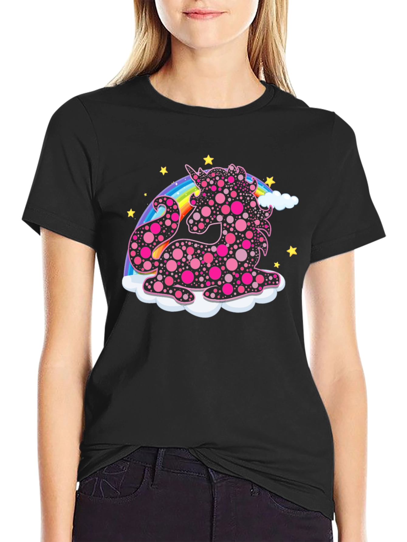 Unicorn Rainbow T-Shirt - Black