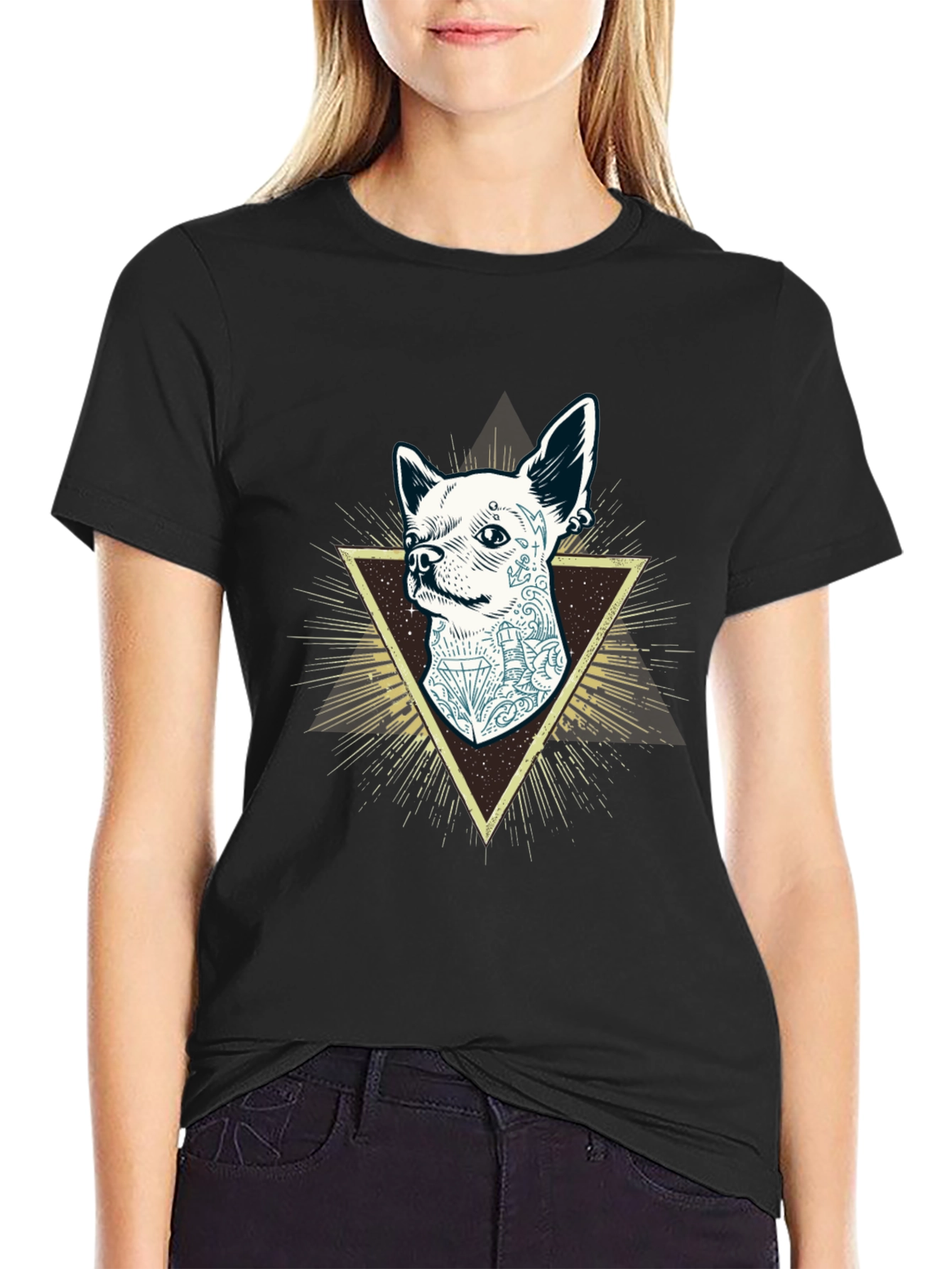 Tattooed Dog Graphic Tee - Mens Black T-Shirt