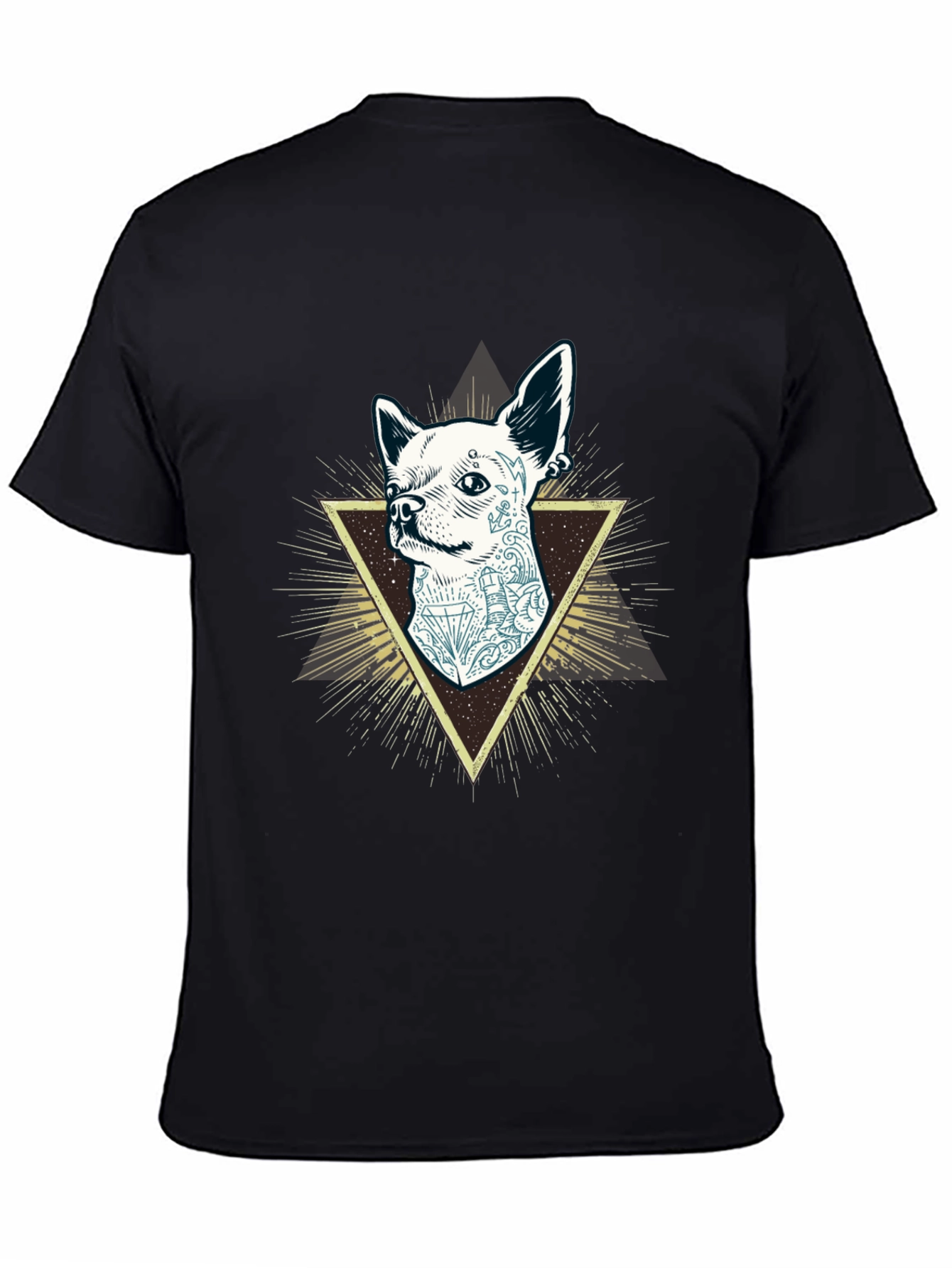 Tattooed Dog Graphic Tee - Mens Black T-Shirt