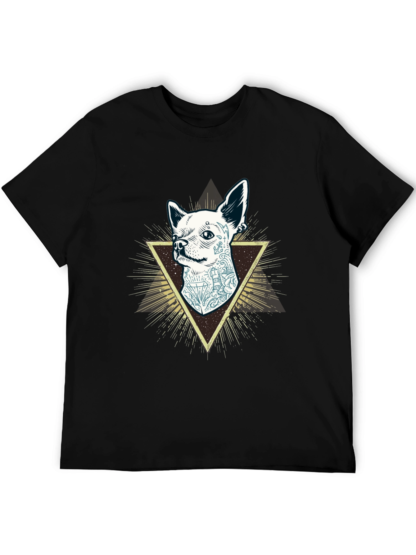 Tattooed Dog Graphic Tee - Mens Black T-Shirt