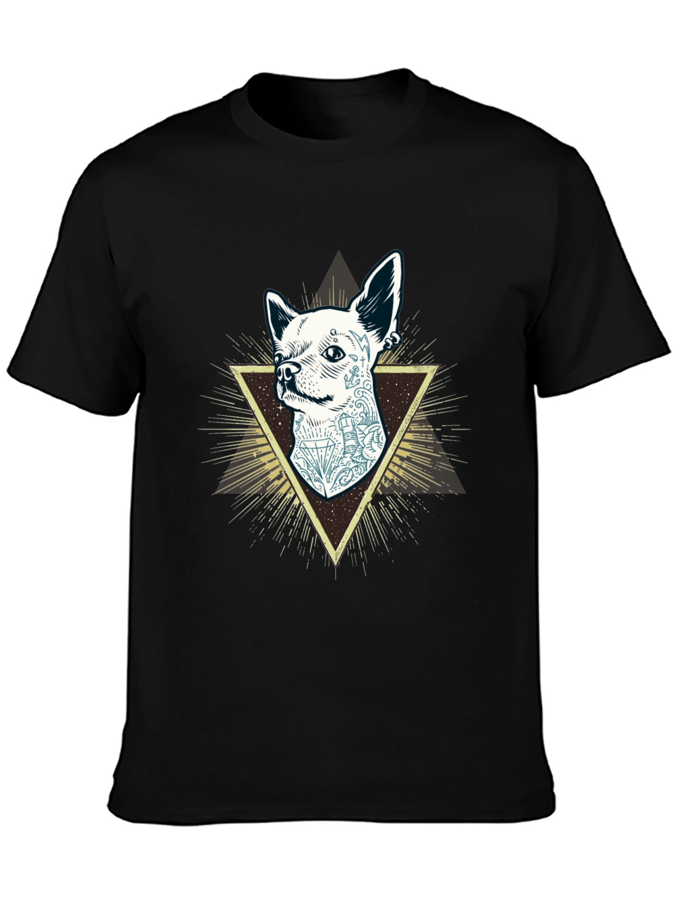 Tattooed Dog Graphic Tee - Mens Black T-Shirt