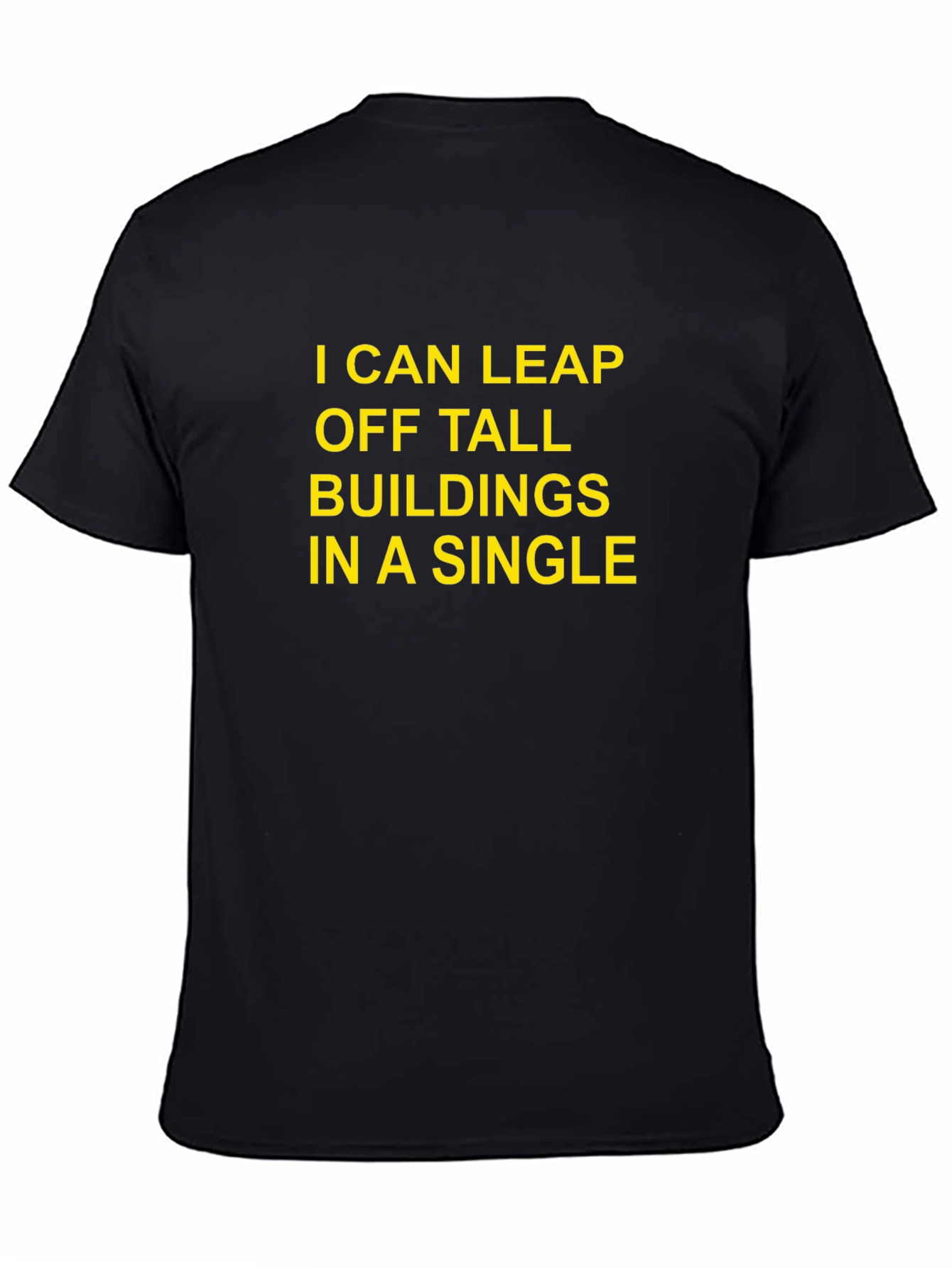 Humorous Leap Buildings Black T-Shirt
