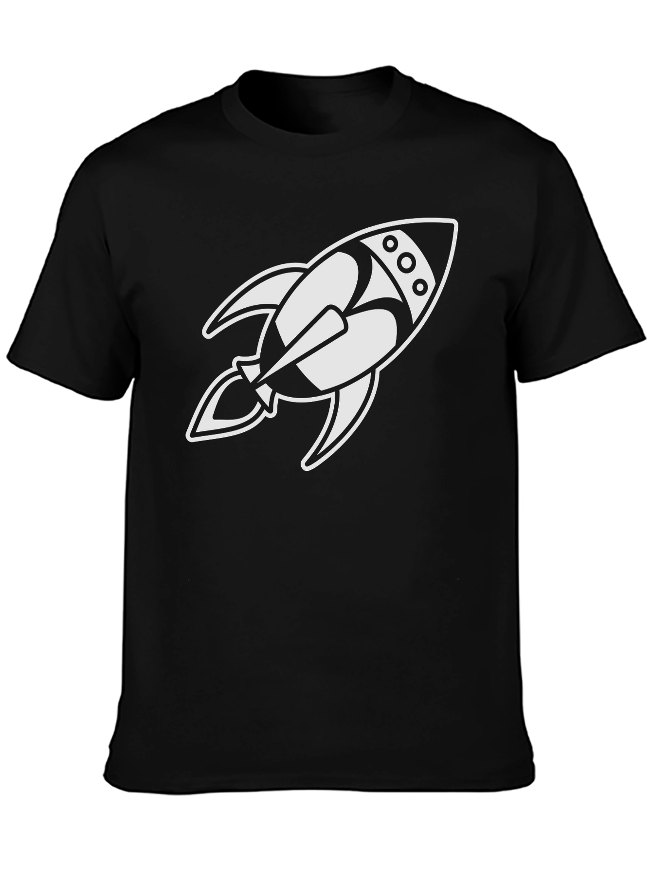 Rocket Ship Graphic T-Shirt - Black Cotton Tee