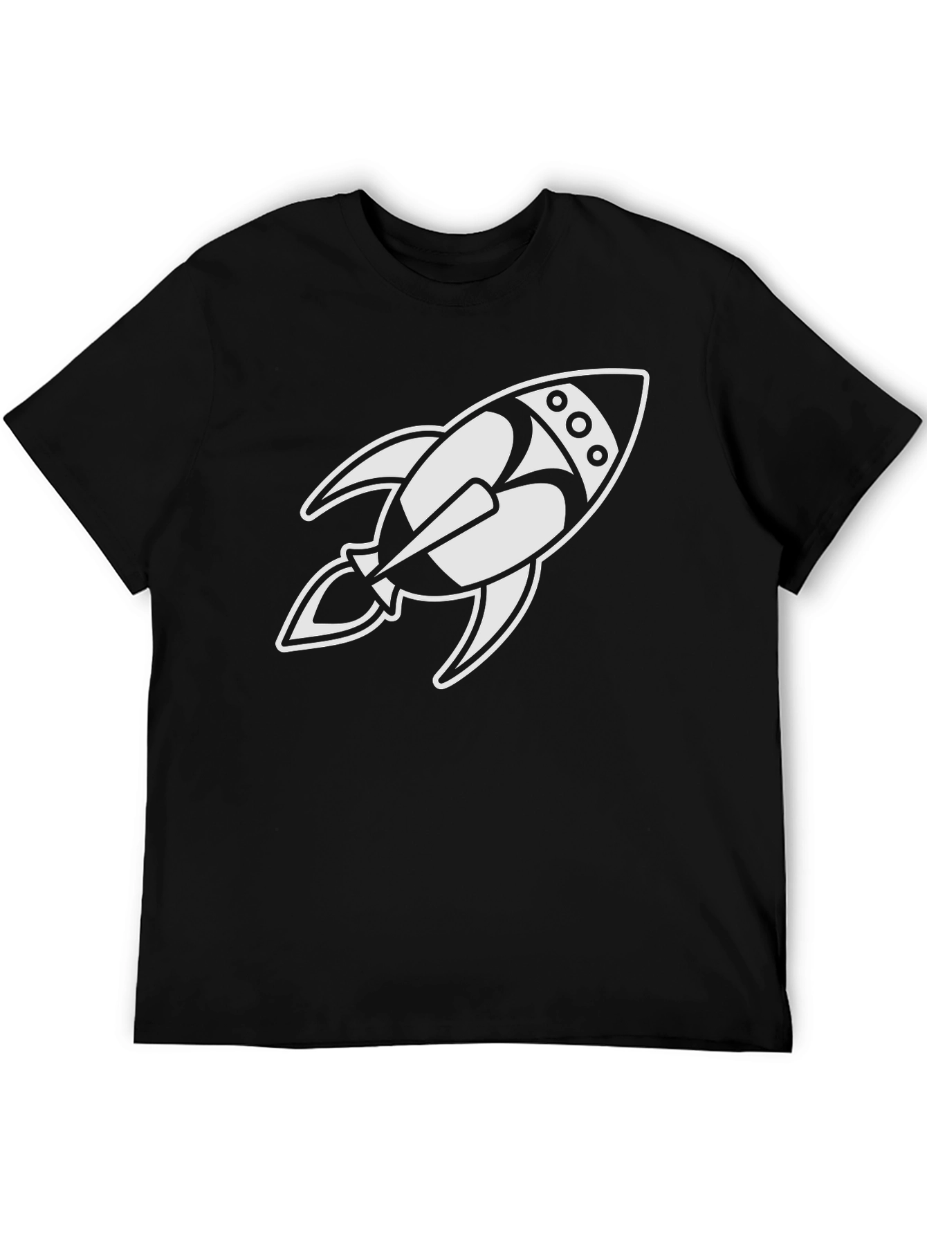 Rocket Ship Graphic T-Shirt - Black Cotton Tee