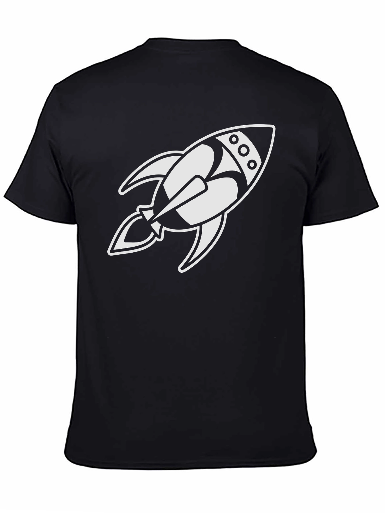 Rocket Ship Graphic T-Shirt - Black Cotton Tee