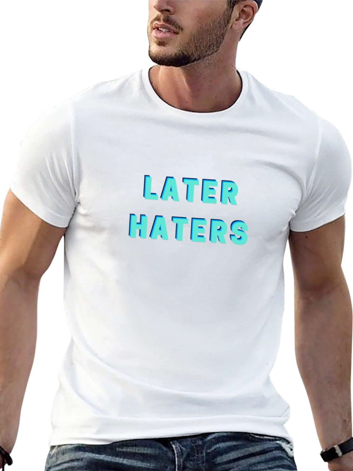 Later Haters Graphic T-Shirt - Trendy Black Tee