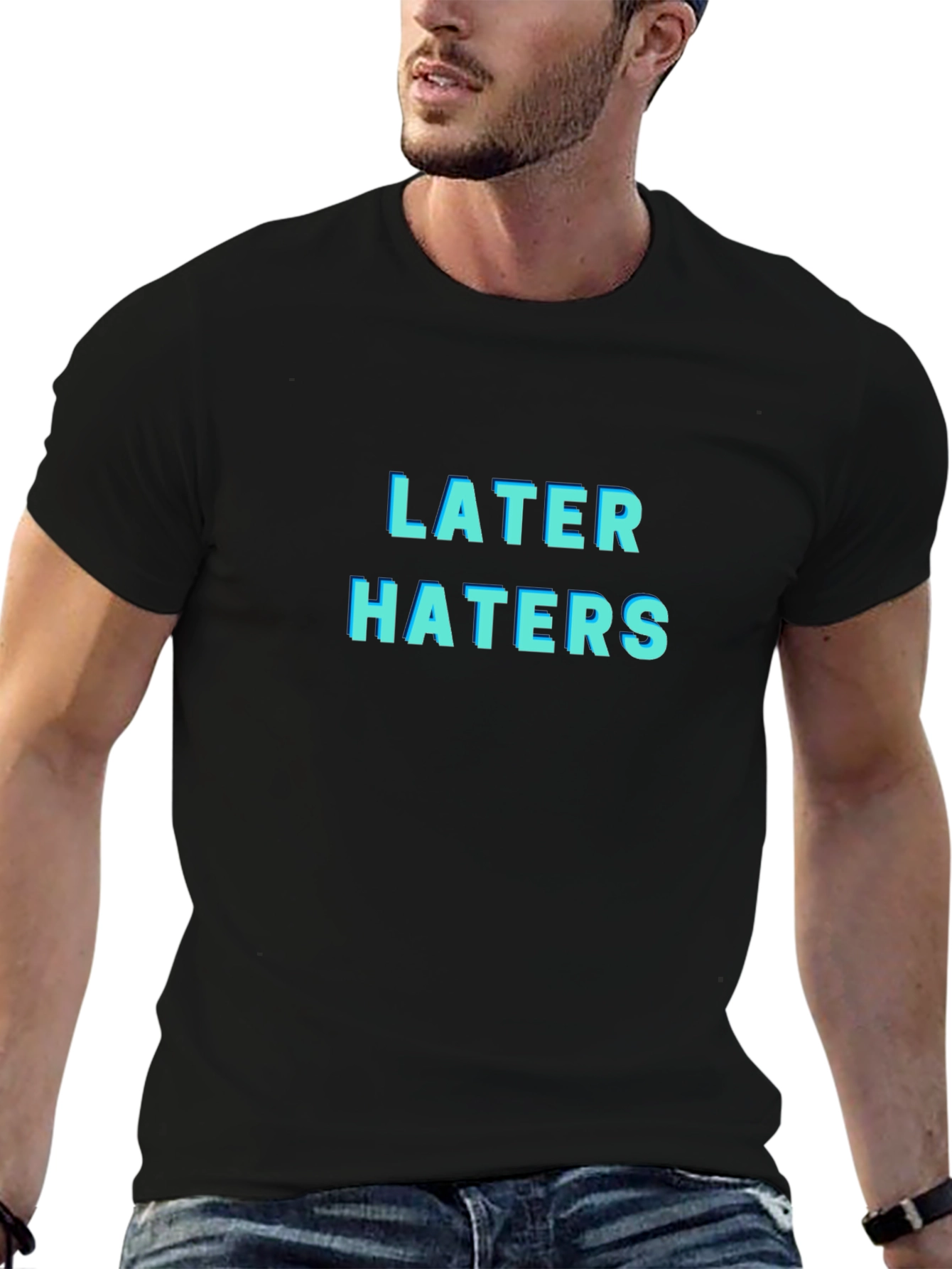 Later Haters Graphic T-Shirt - Trendy Black Tee
