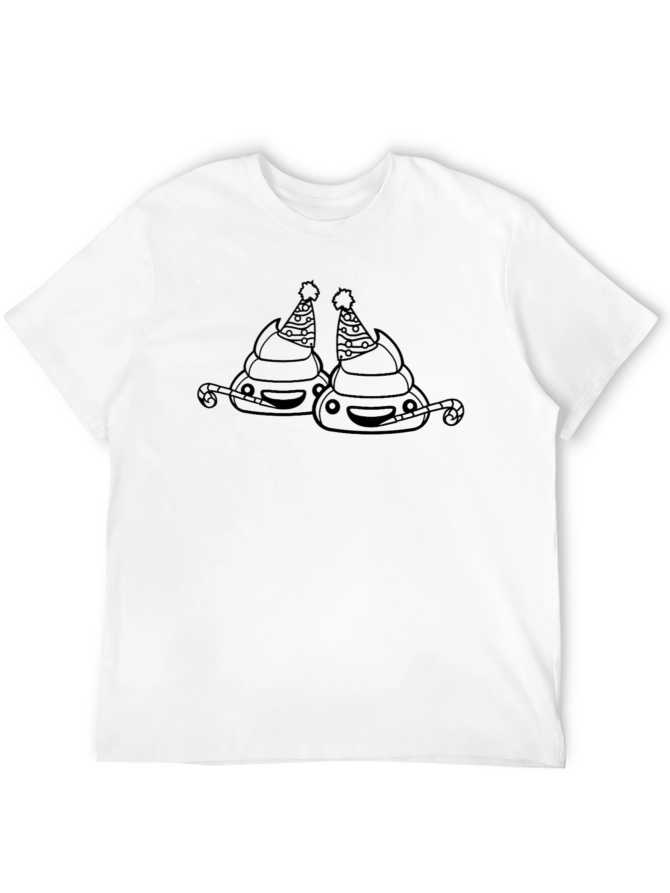 Festive Poop Emoji Black T-Shirt
