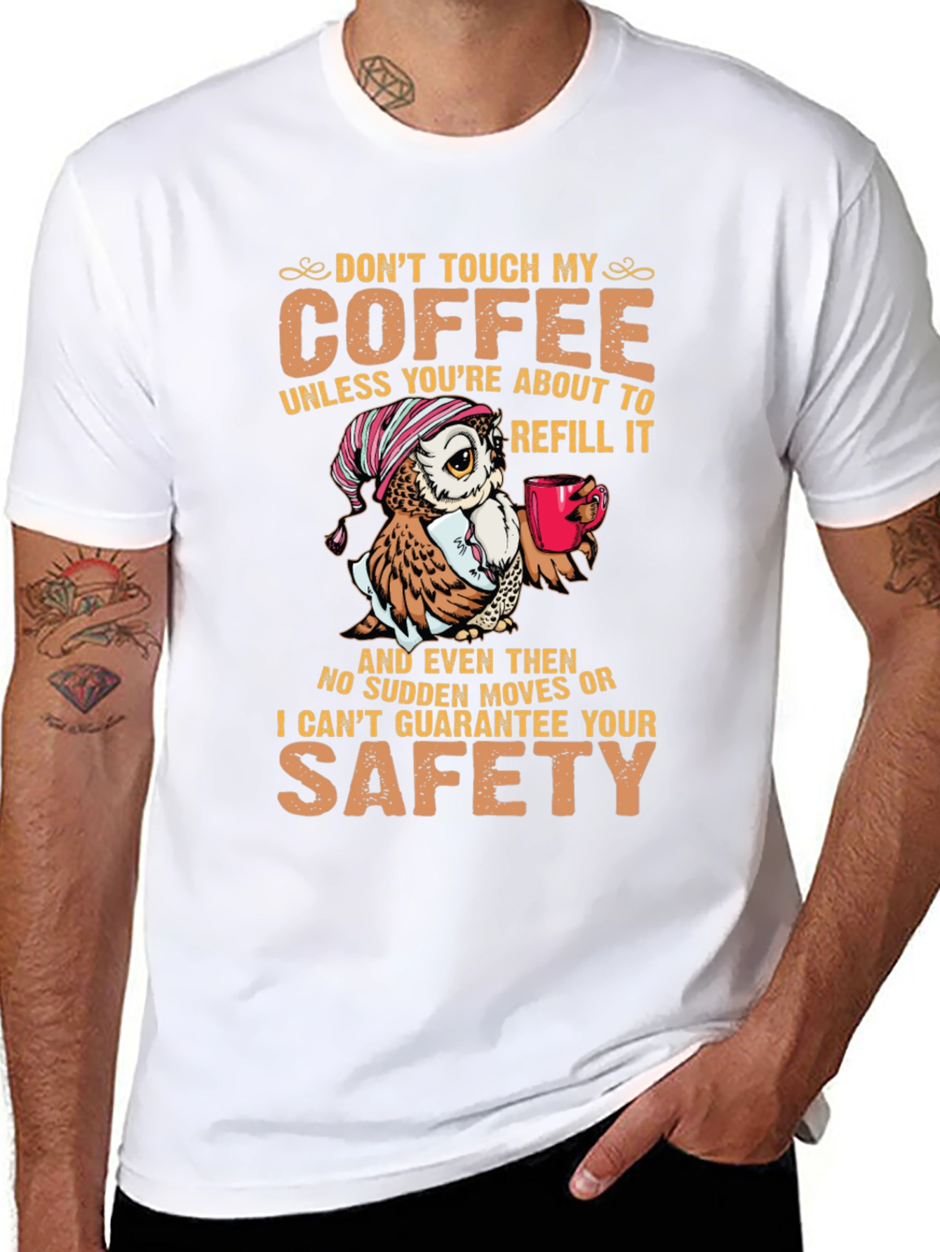 Dont Touch My Coffee Owl Graphic T-Shirt