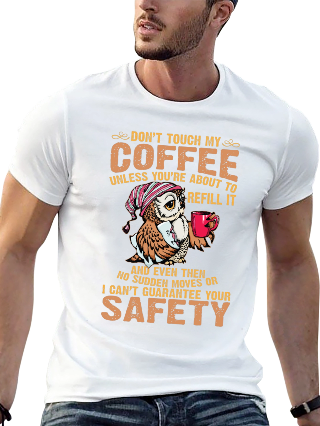 Dont Touch My Coffee Owl Graphic T-Shirt
