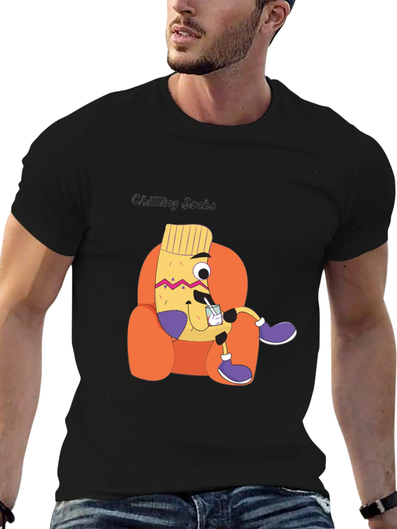 Chilling Socks Cartoon Graphic Tee - Unisex