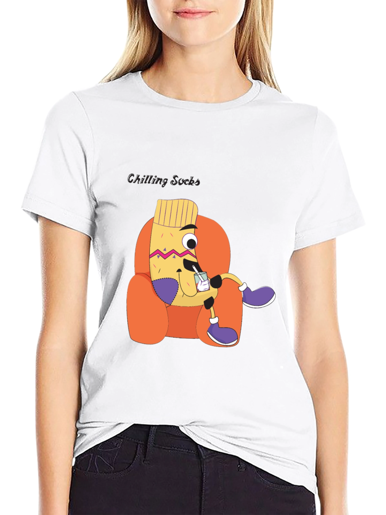Chilling Socks Cartoon Graphic Tee - Unisex