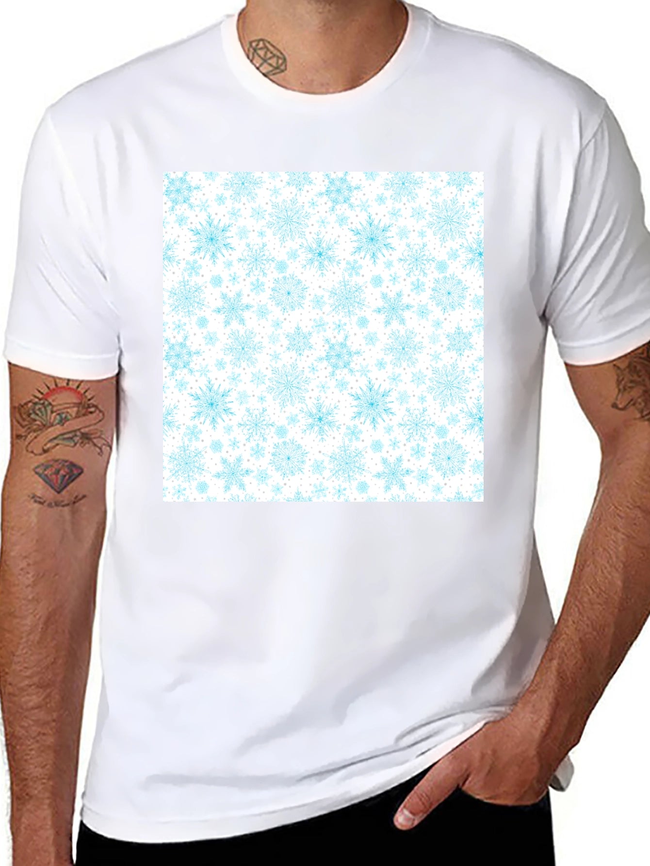 Snowflake Pattern T-Shirt - Winter Holiday Tee