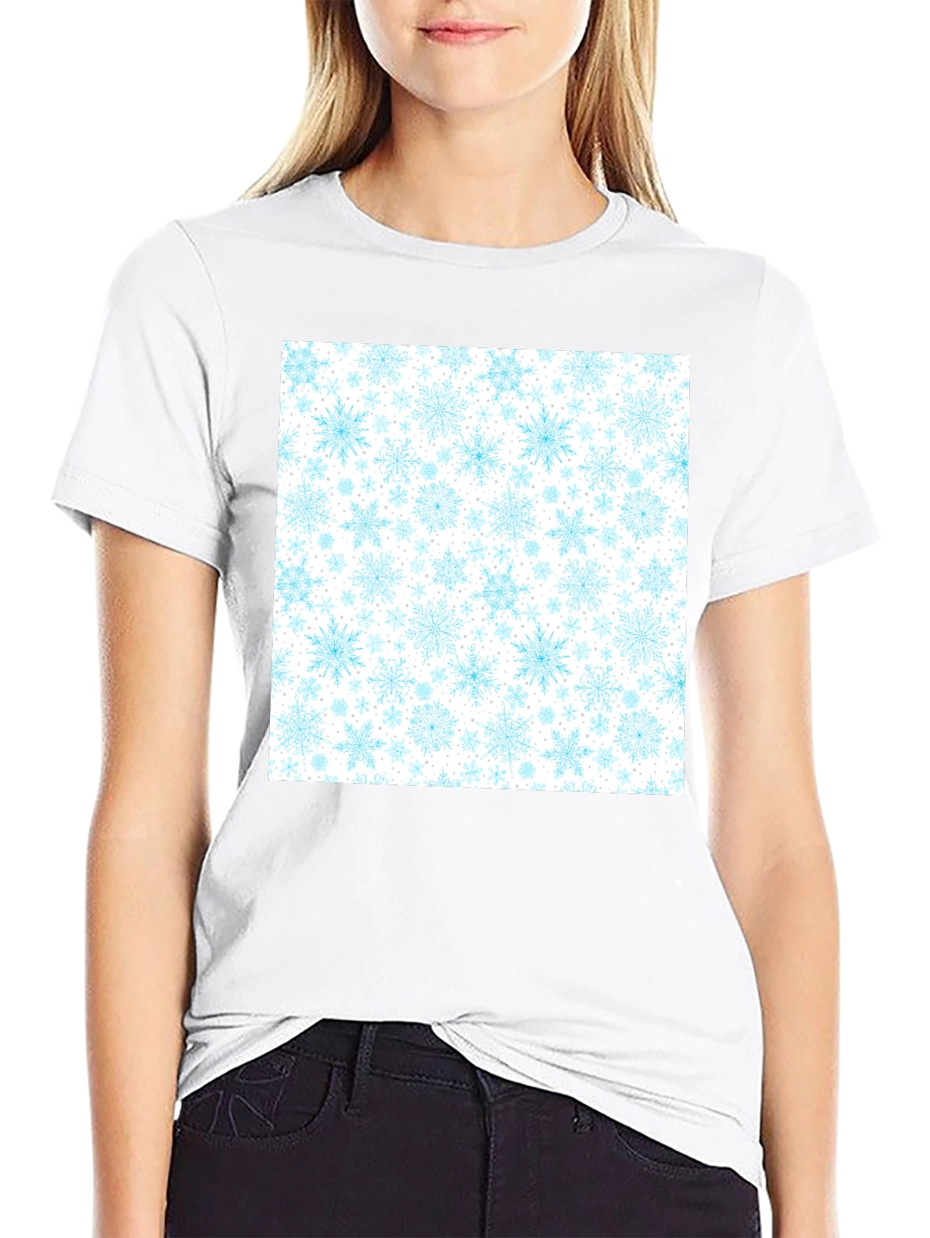 Snowflake Pattern T-Shirt - Winter Holiday Tee
