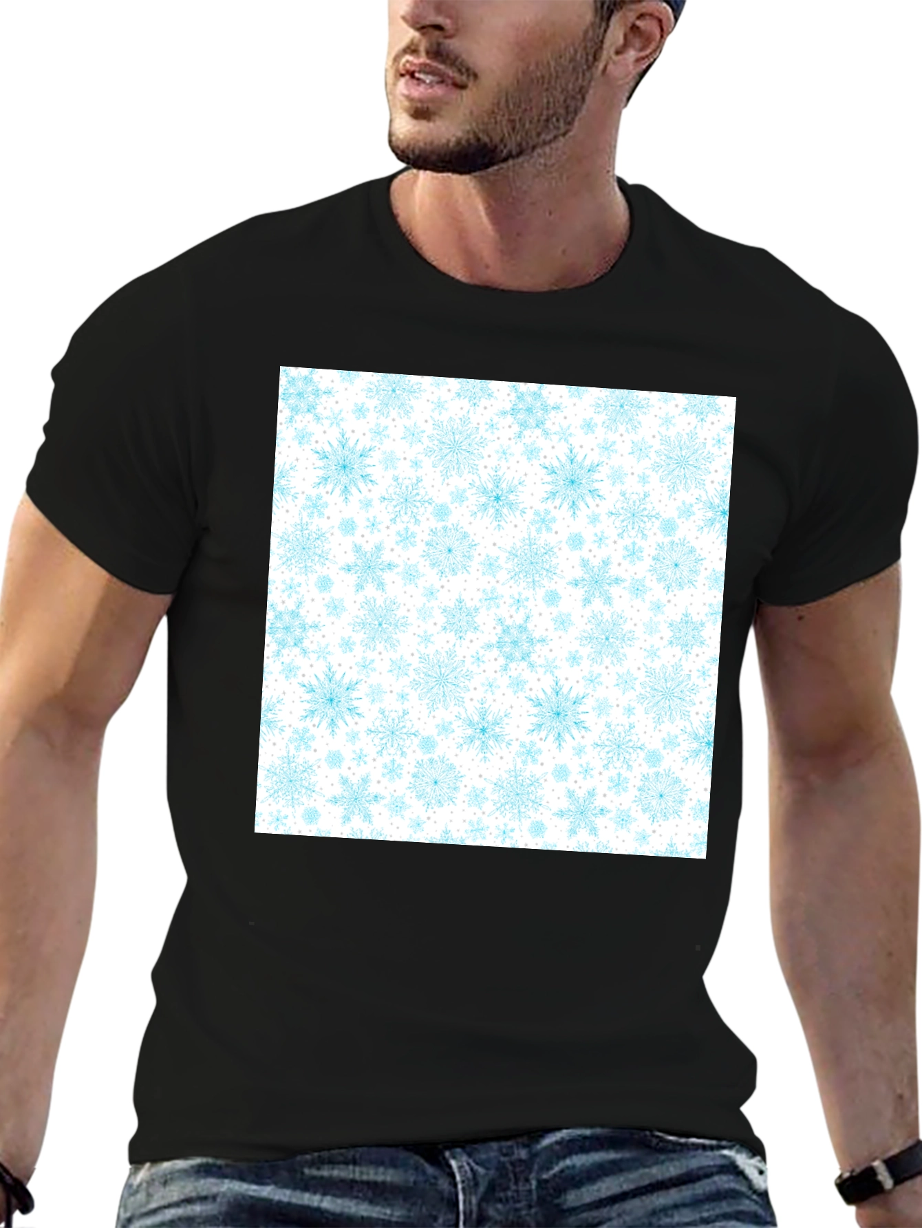 Snowflake Pattern T-Shirt - Winter Holiday Tee