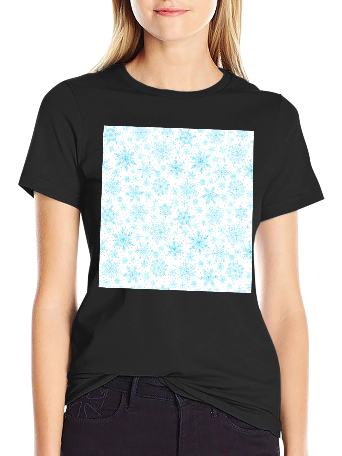 Snowflake Pattern T-Shirt - Winter Holiday Tee