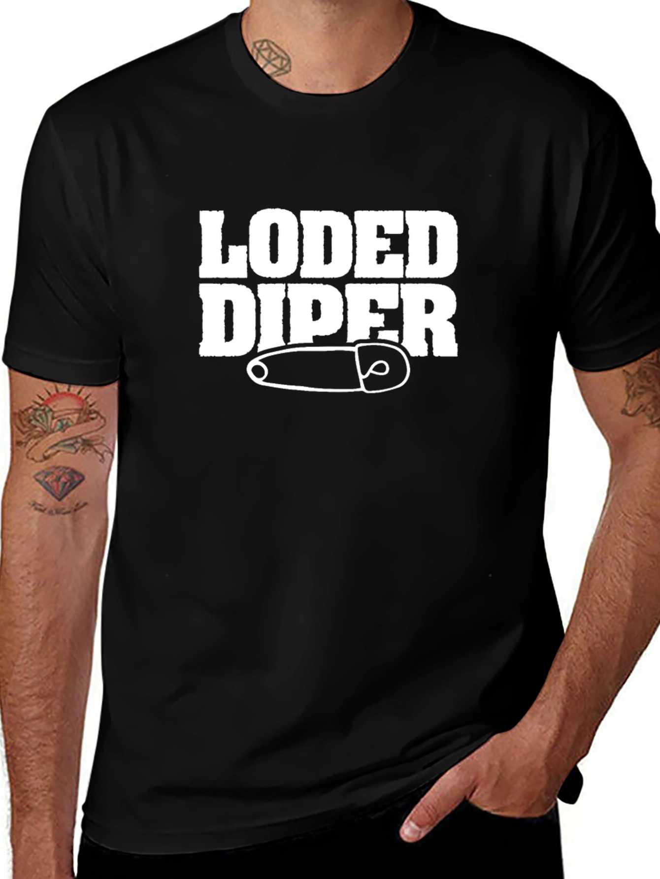 Loded Diper Black Graphic T-Shirt