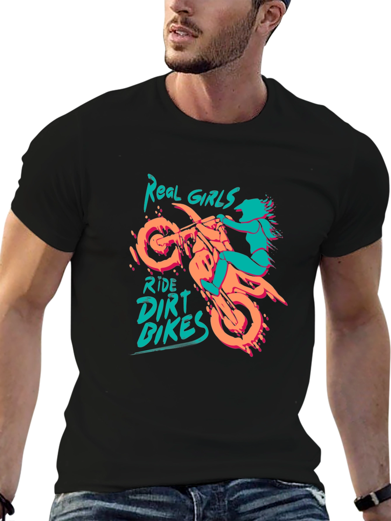Real Girls Ride Dirt Bikes Graphic T-Shirt