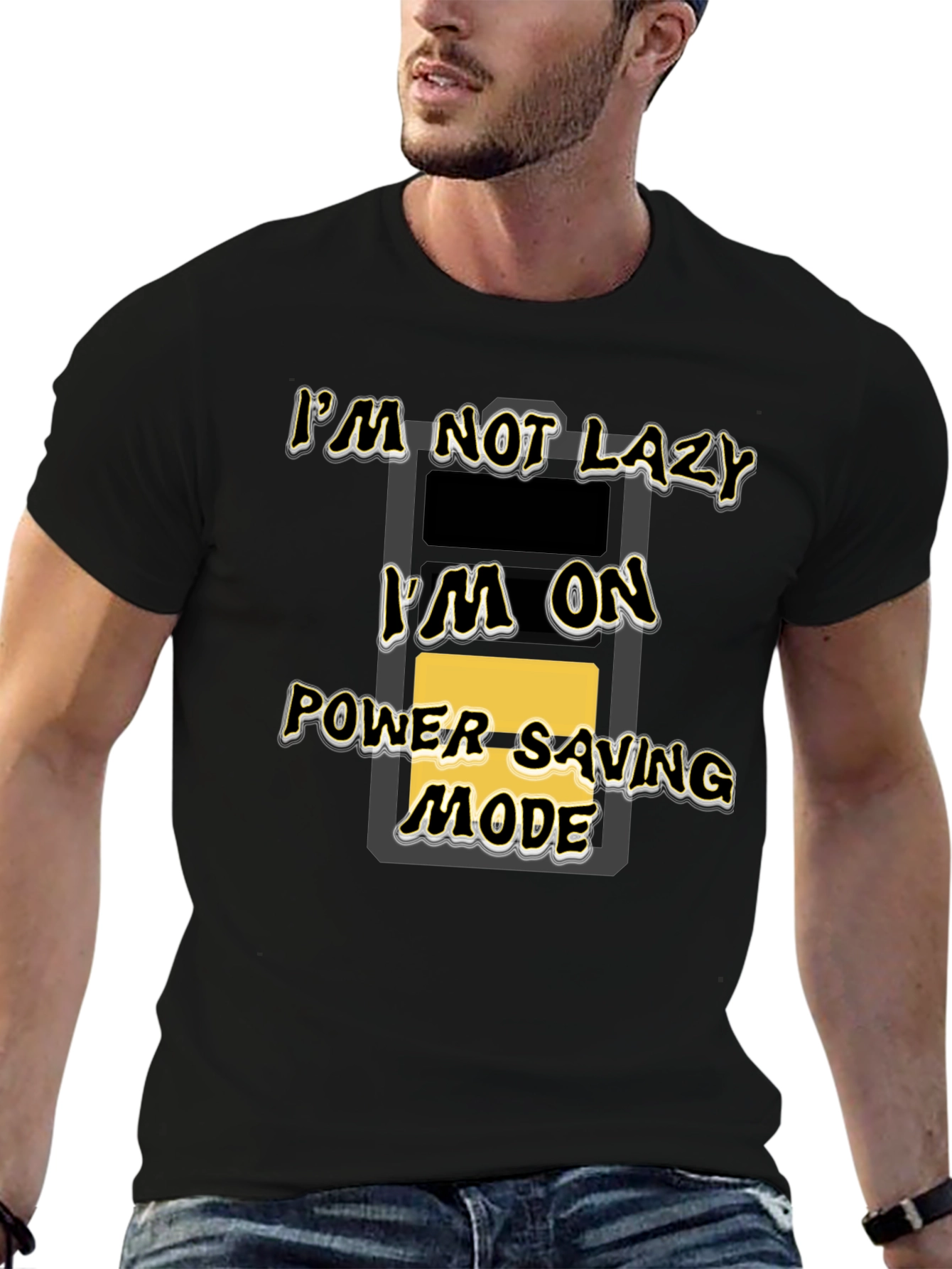 Funny Im On Power Saving Mode Black T-Shirt