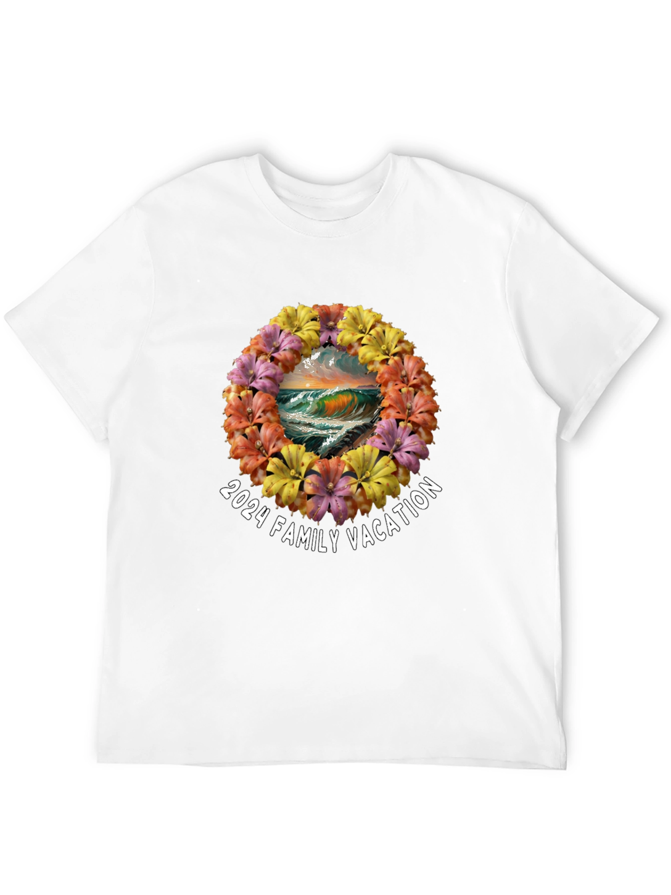 2024 Family Vacation Floral Wreath Tee