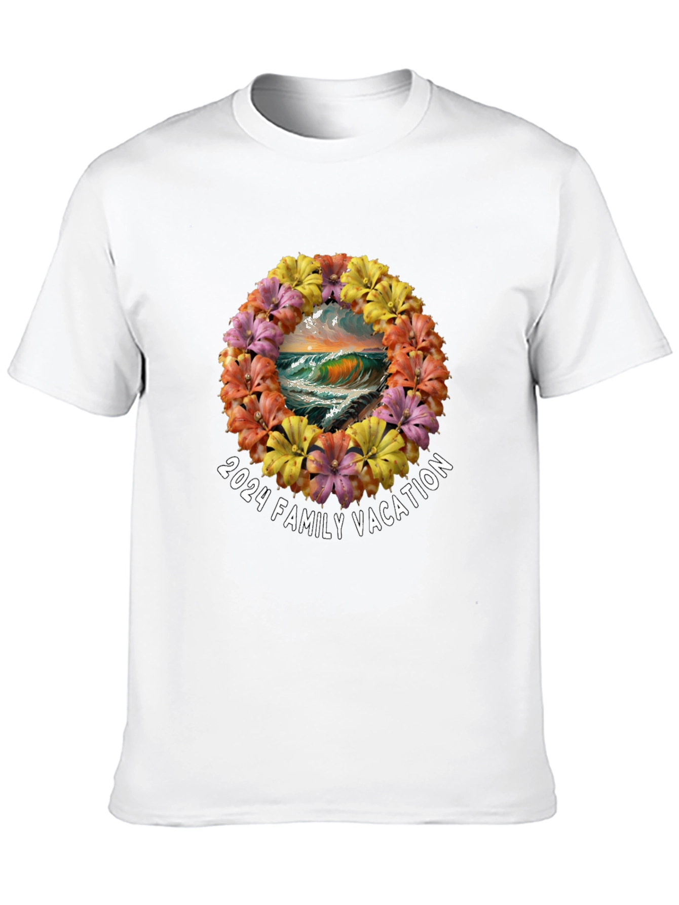2024 Family Vacation Floral Wreath Tee