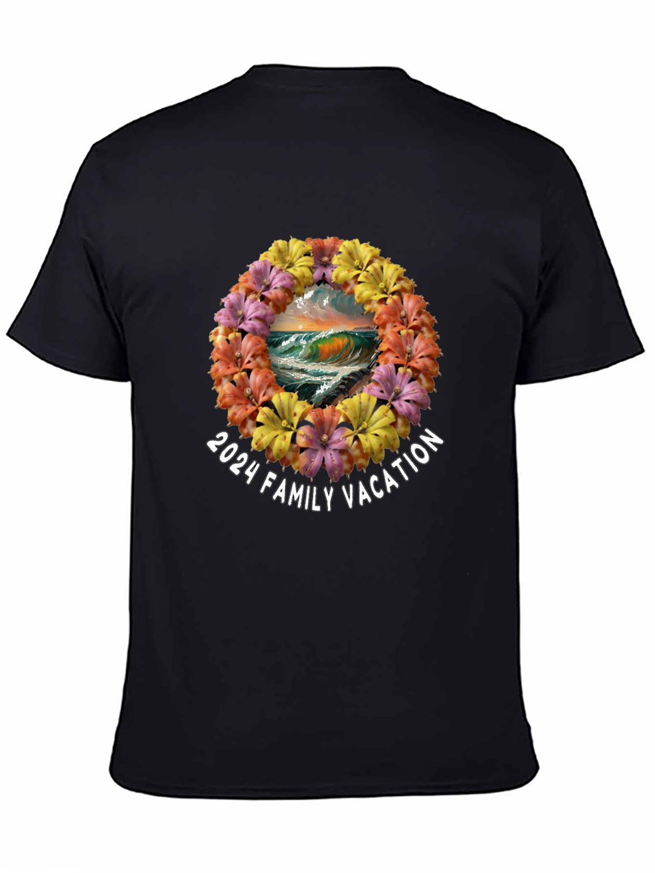 2024 Family Vacation Floral Wreath Tee