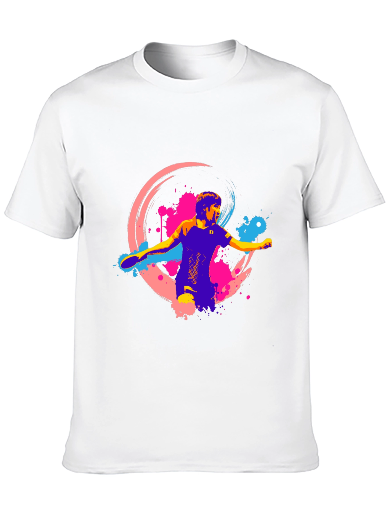 Ping Pong Player Graphic Black T-Shirt