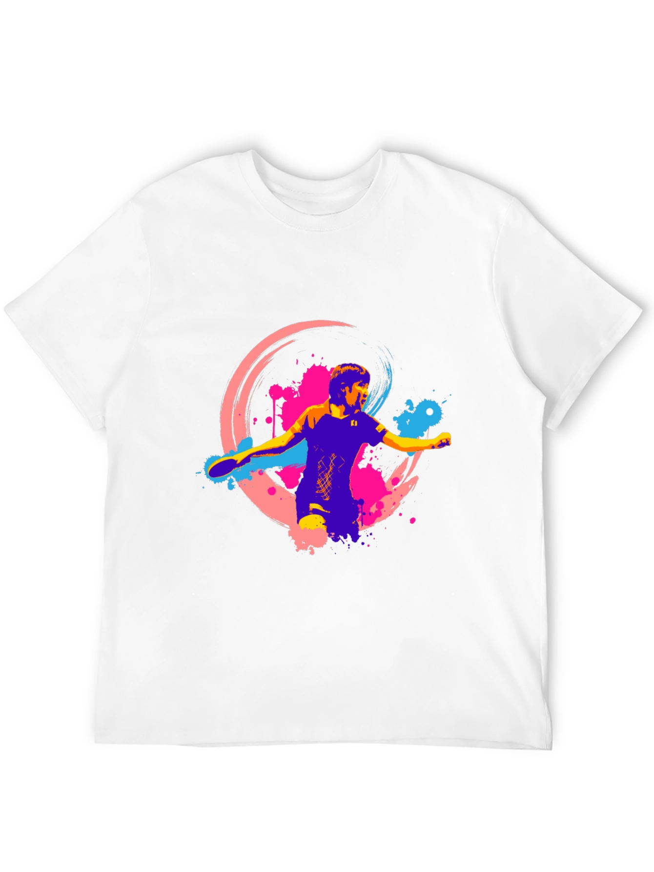 Ping Pong Player Graphic Black T-Shirt