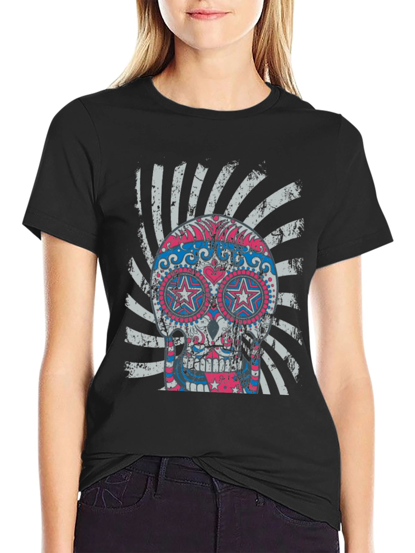 Sugar Skull Graphic Tee - Cool Design!