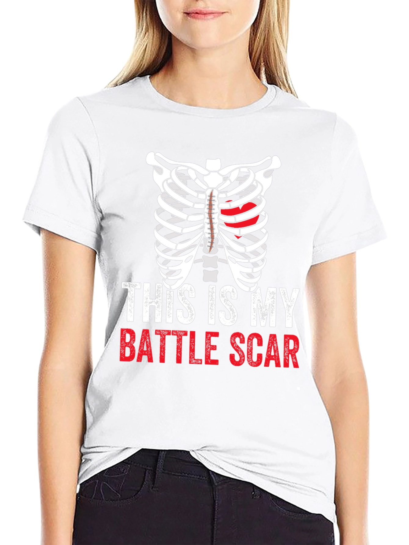 This Is My Battle Scar Ribcage Heart T-Shirt