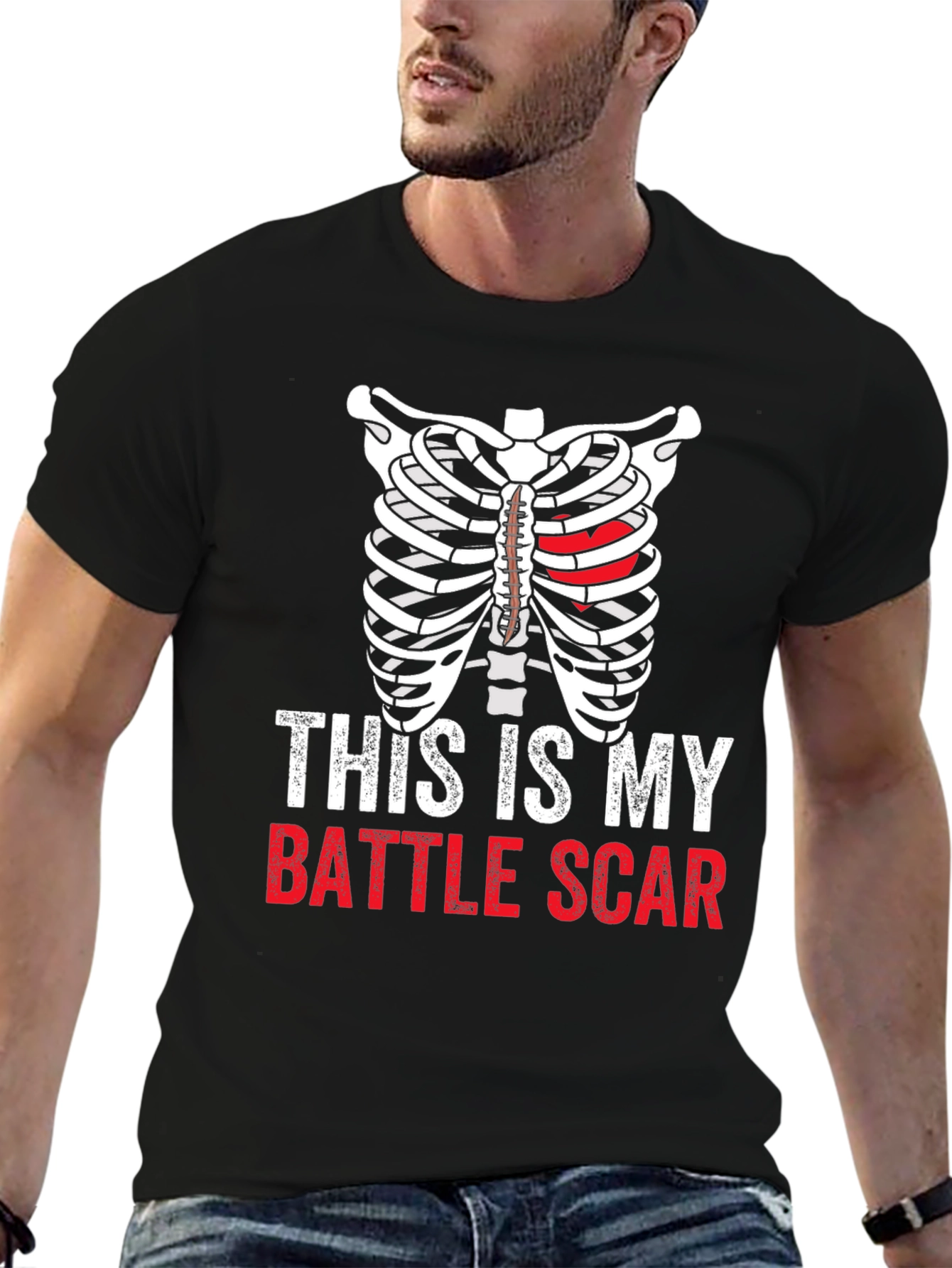 This Is My Battle Scar Ribcage Heart T-Shirt