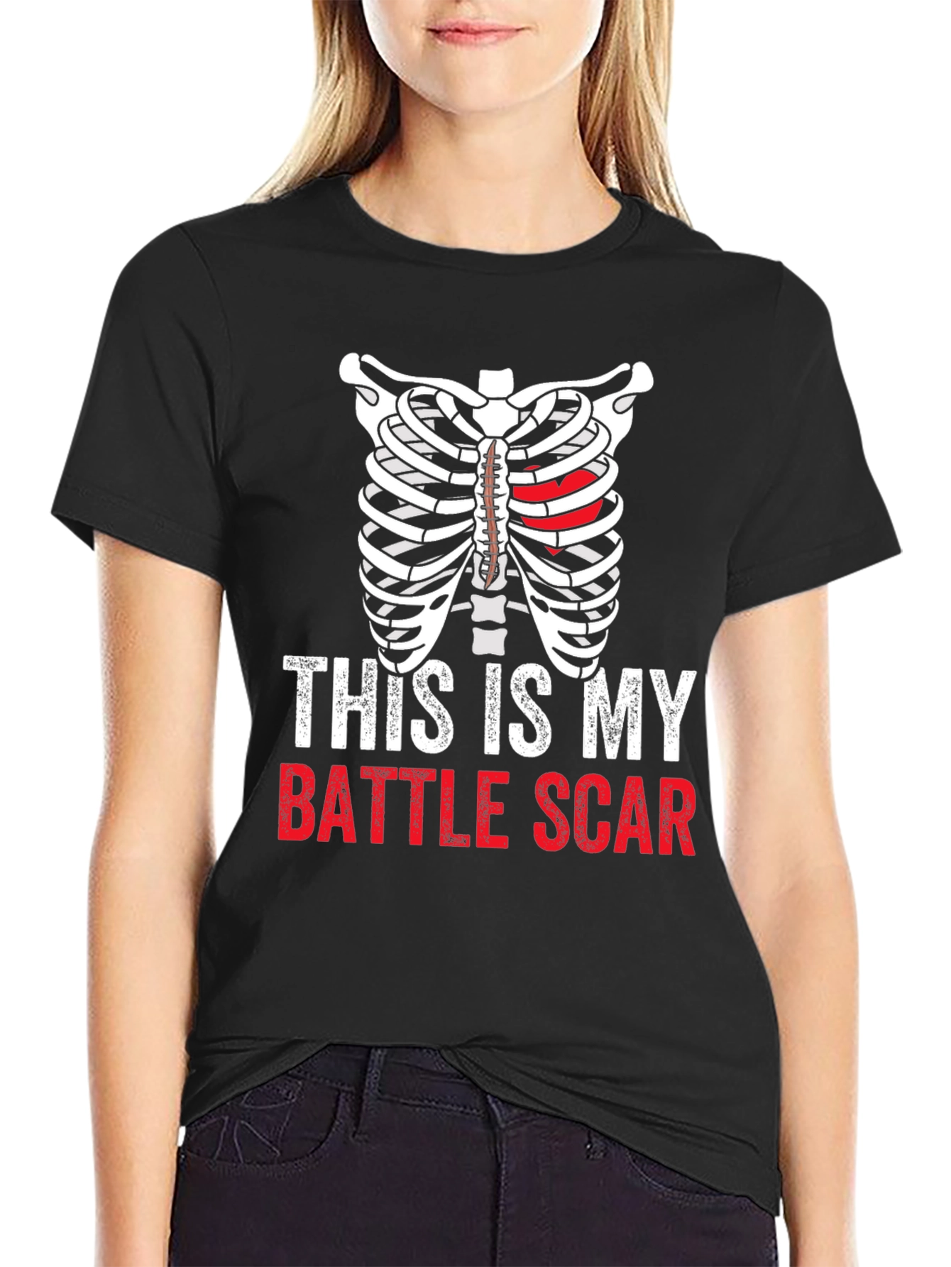 This Is My Battle Scar Ribcage Heart T-Shirt