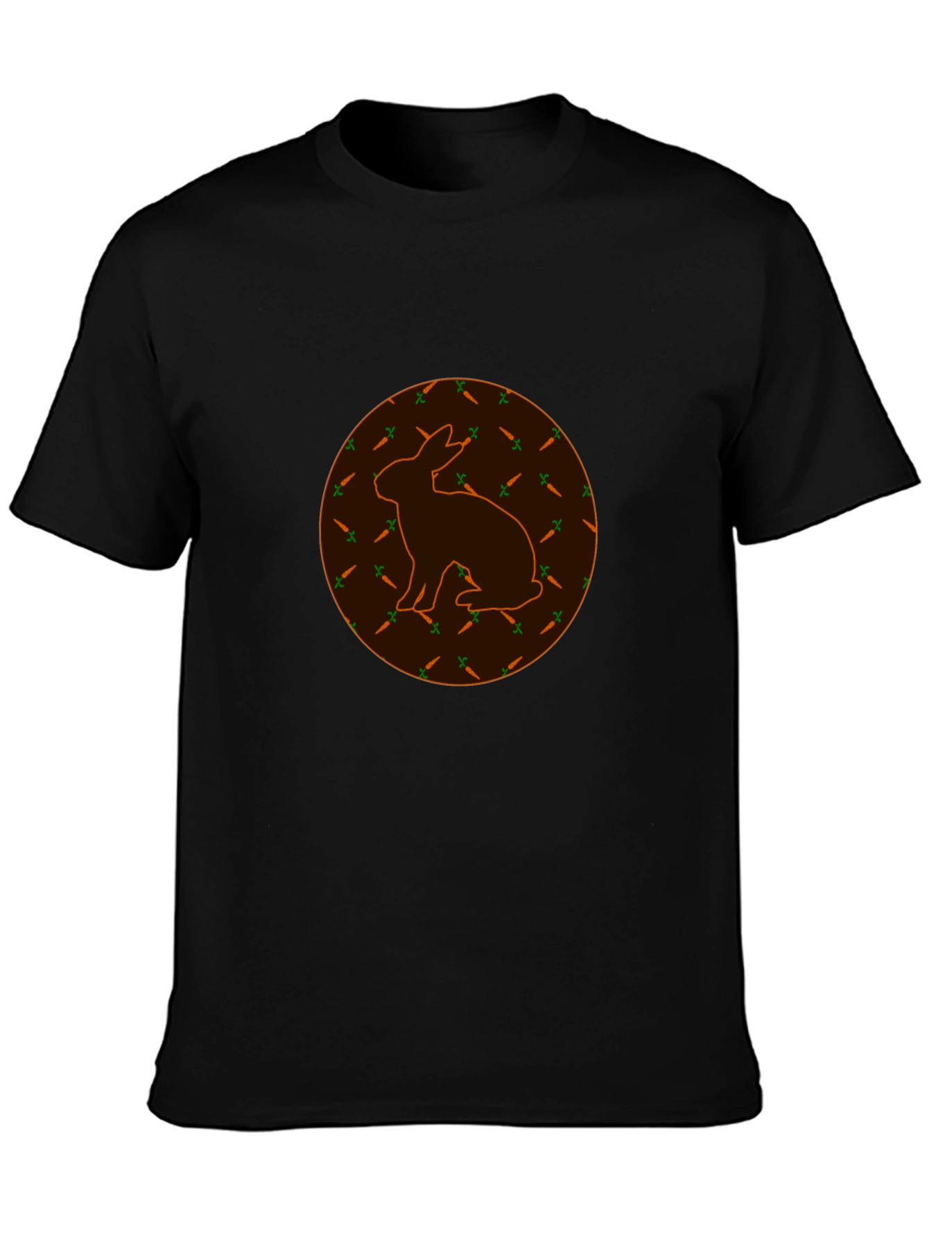 Rabbit & Carrot Print Black T-Shirt