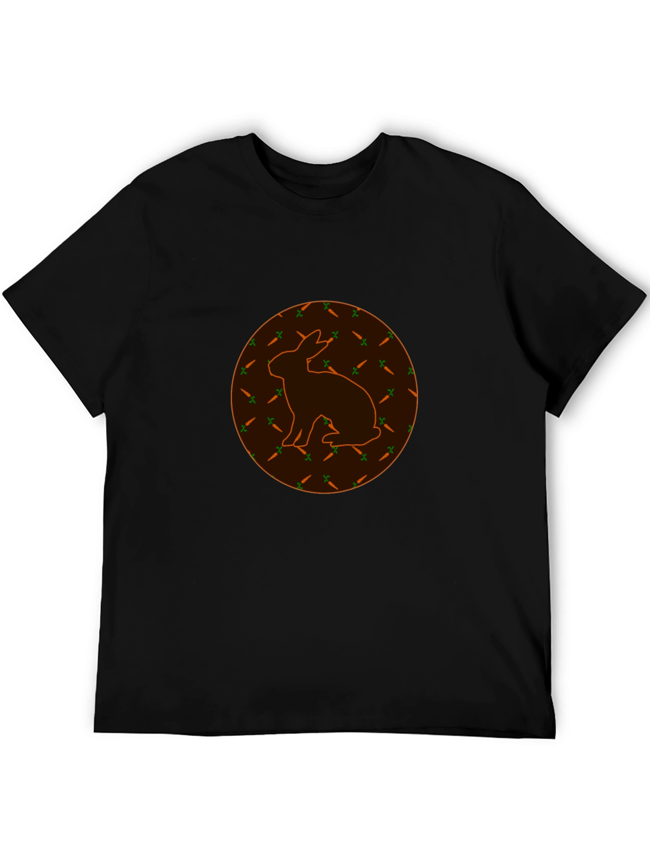 Rabbit & Carrot Print Black T-Shirt