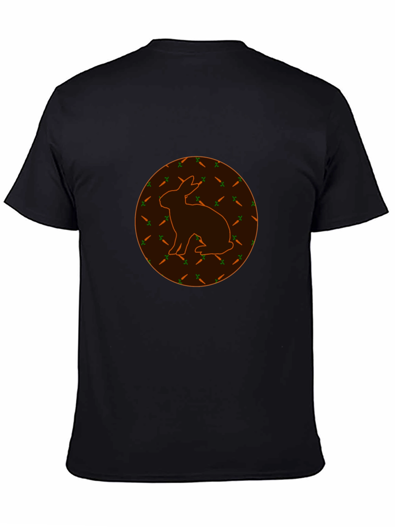 Rabbit & Carrot Print Black T-Shirt