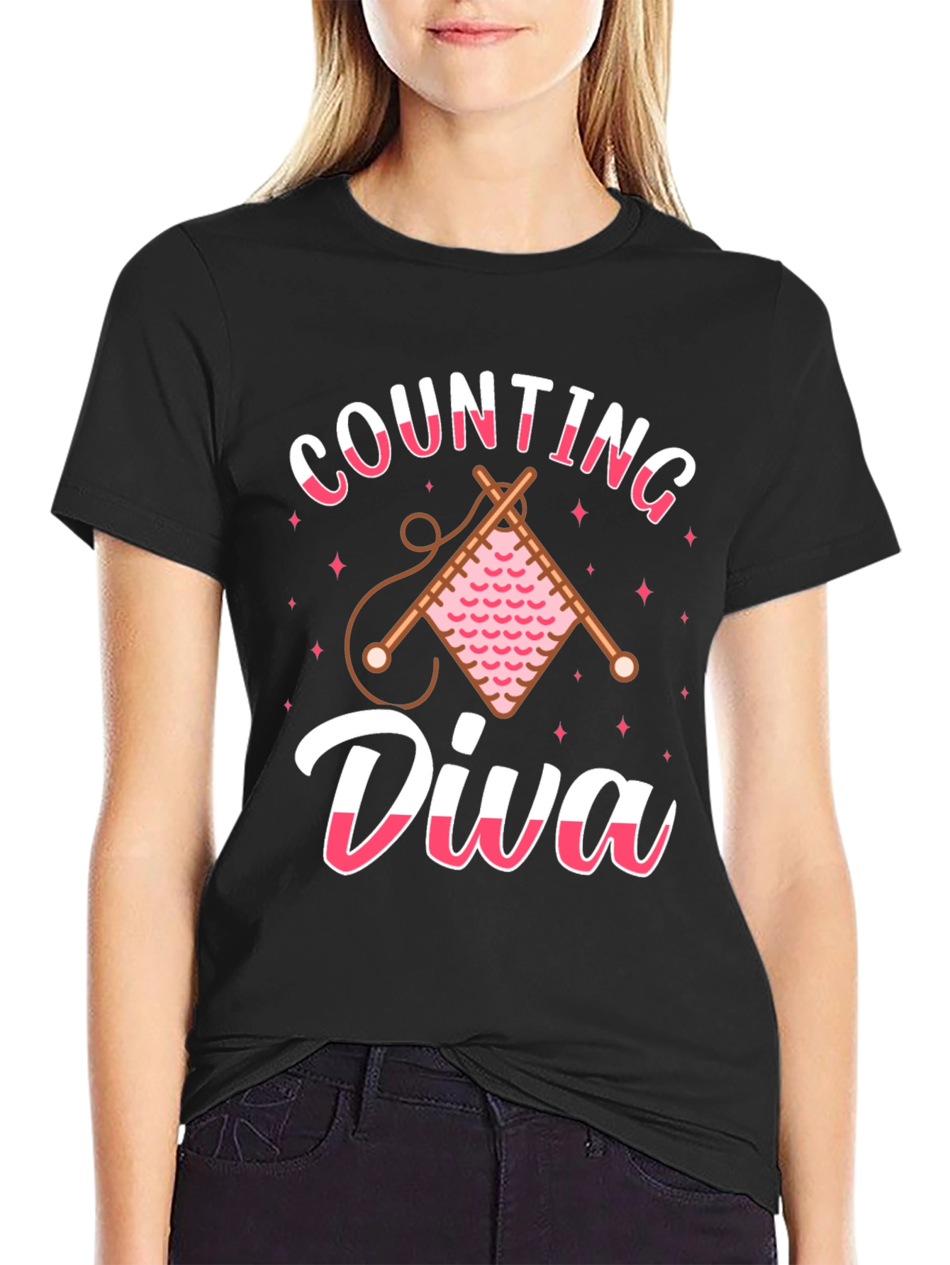 Knitting Diva Black T-Shirt