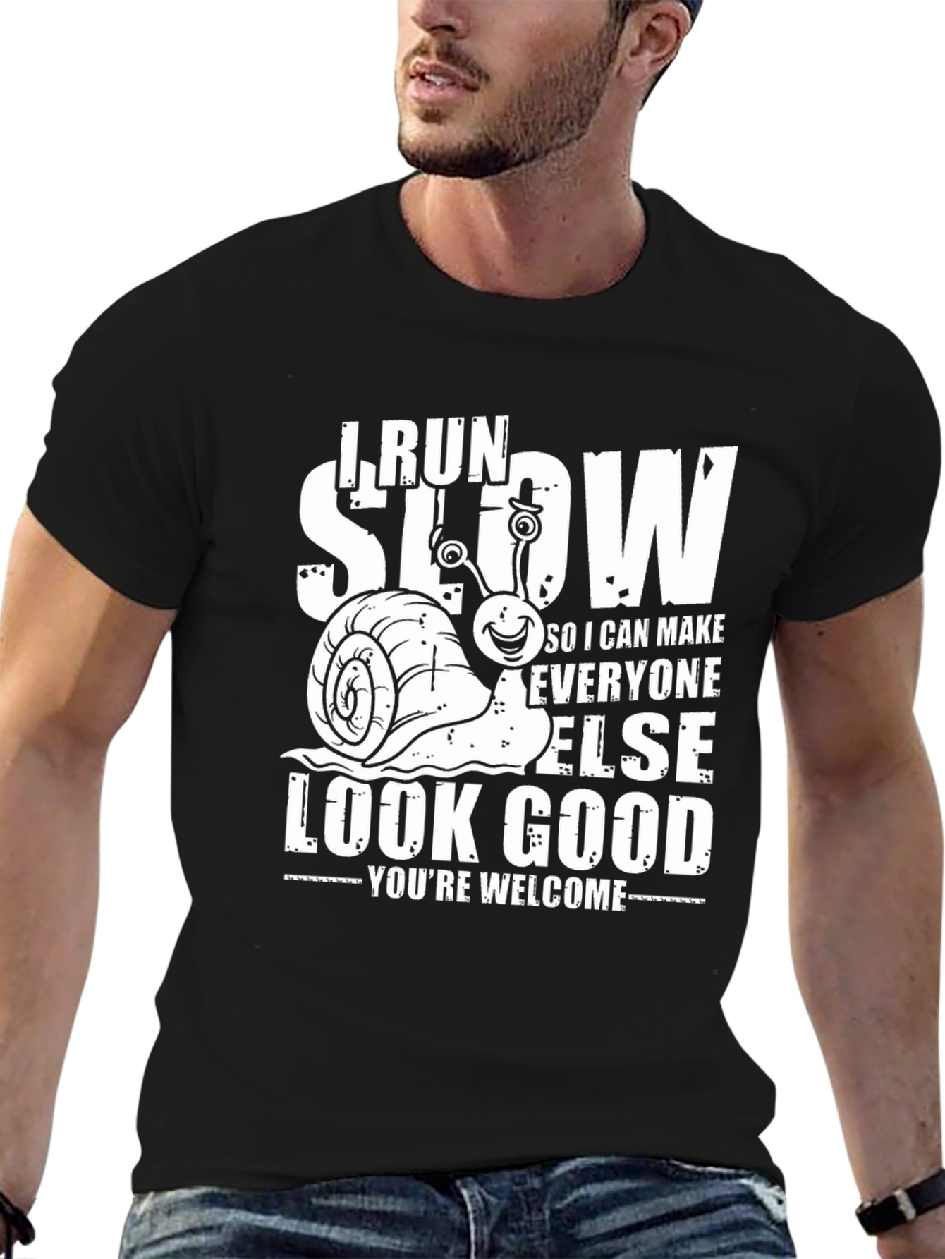 I Run Slow Snail Graphic T-Shirt Funny