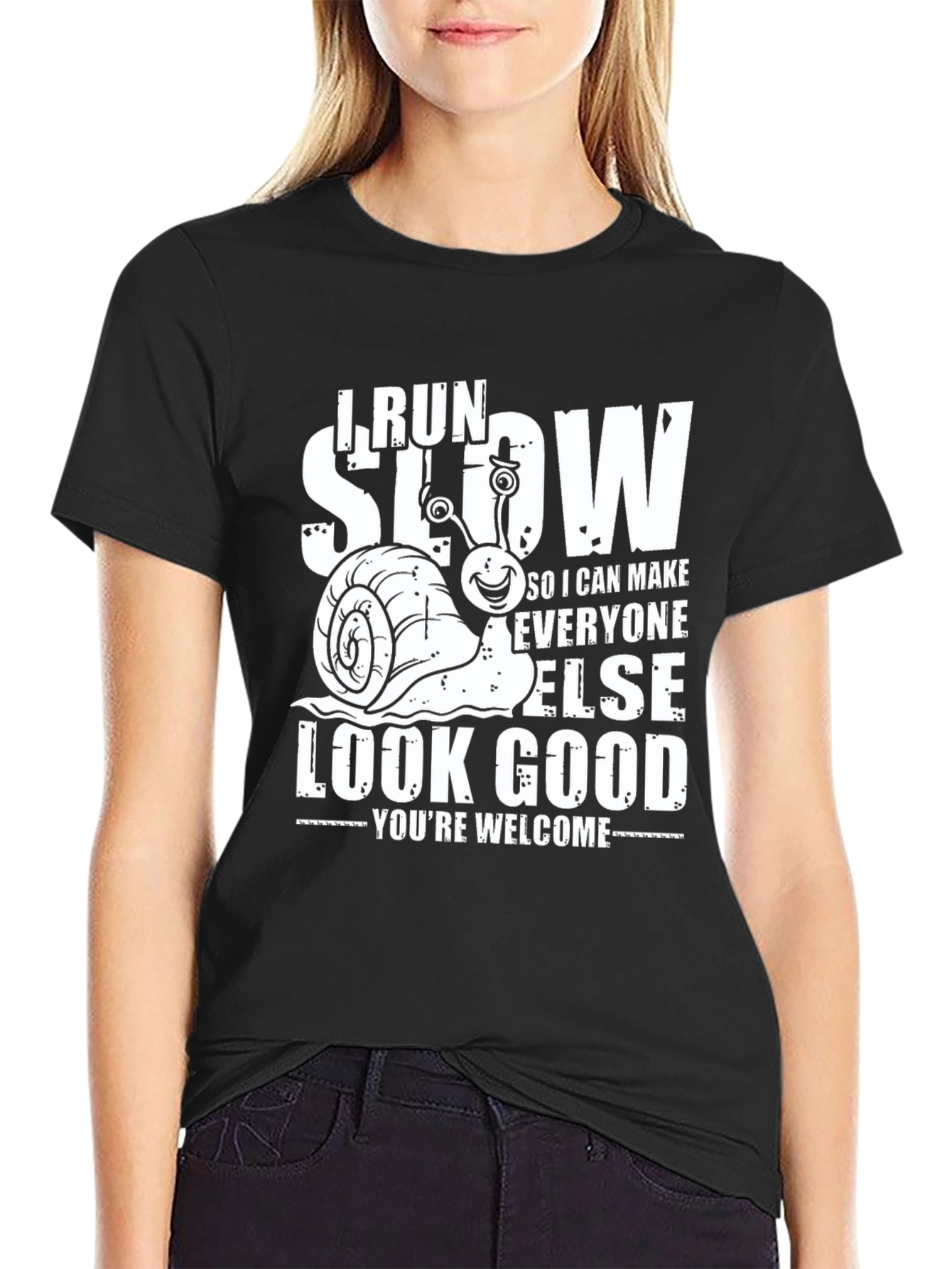 I Run Slow Snail Graphic T-Shirt Funny